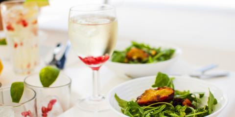 Salad and wine served in Croatia