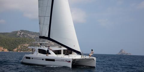 Athens Zea Moorings sailing catamaran