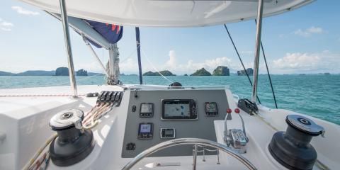 Moorings yacht front view