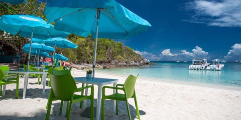 Dinghys at a beach bar in St. Thomas, USVI