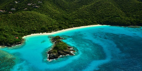 Drone view of the trunk bay, USVI