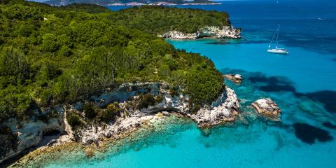 Corfu Island Coastline Greece From Above