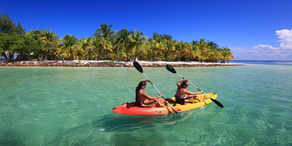 Kayaking at South Water Cay in Belize Kayaking at South Water Cay in Belize