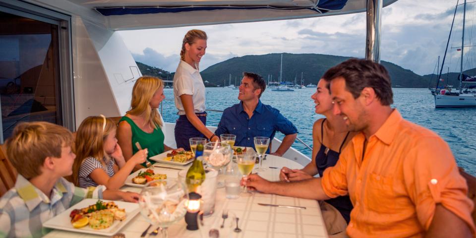 Family dinner on a Crewed Moorings 5800 Family dinner on a Crewed Moorings 5800