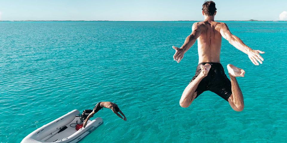 Jumping in water in the Exumas Jumping in water in the Exumas