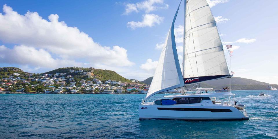 Moorings 5000 underway in St. Martin Moorings 5000 underway in St. Martin