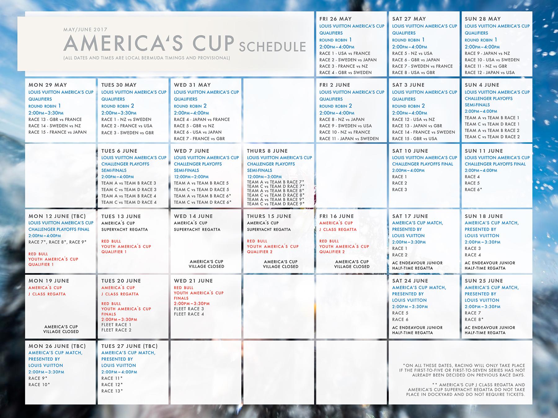 America's Cup 2017 in Bermuda - Event Schedule | The Moorings