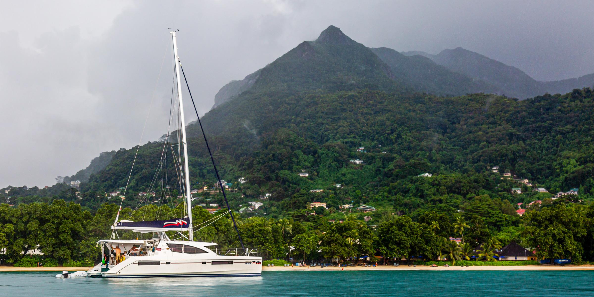 Moorings 4800 anchoring in the Seychelles