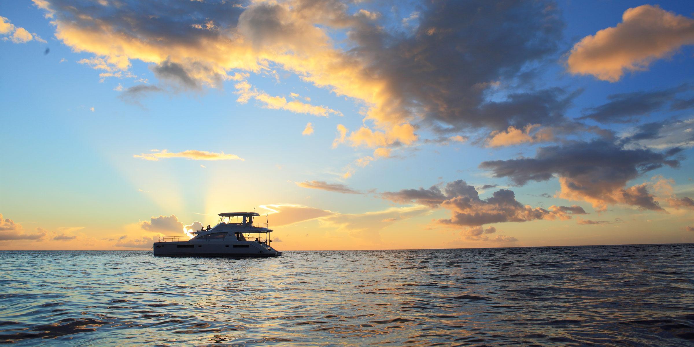 Moorings 514PC in the sunset in St. Lucia