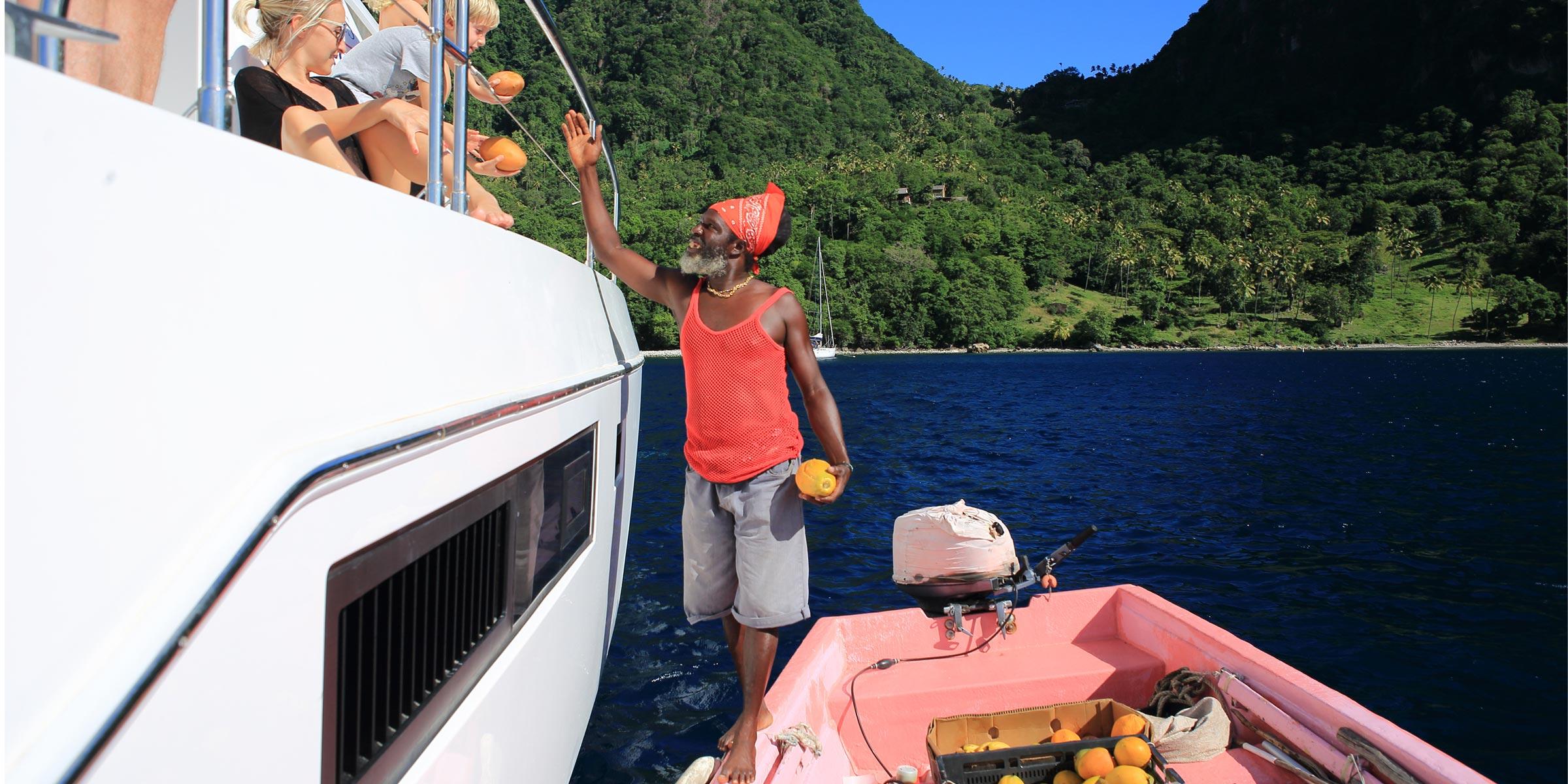 Local vendor selling fruit in St. Lucia
